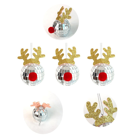 Silver Mirror Reindeer Ornament Set (5 Pcs)