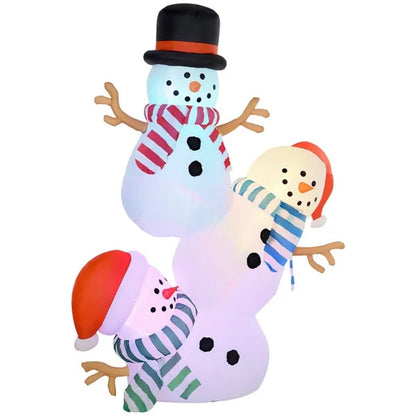 Three Stacked Snowmen with LED Lights Inflatable