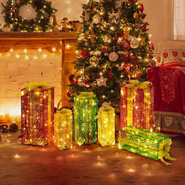 Green Gold Christmas Lighting Gift Box 3pcs Set  18in-15in-11in
