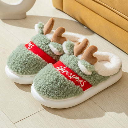 Colorful Christmas Reindeer Fluffy Slippers