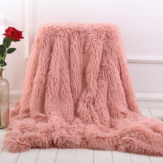 Super Soft Coral Fluffy Fleece Couch Blanket