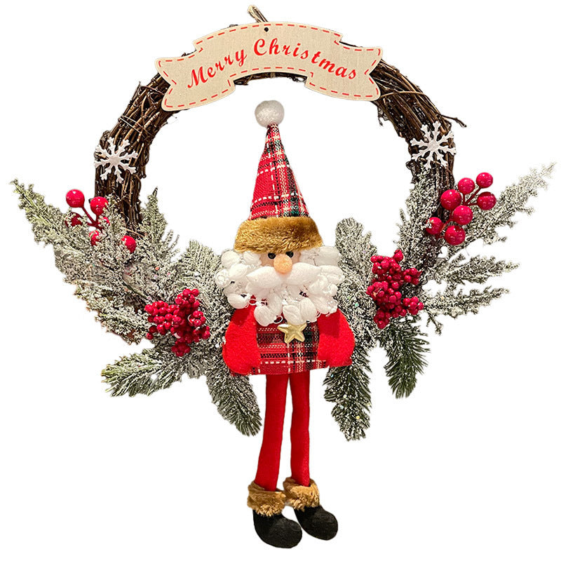 Grapevine Woven Santa Claus Christmas Wreath