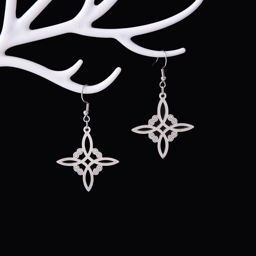 Celtic Four-Point Star Hook Earrings Gold/Silver/Black Electroplating