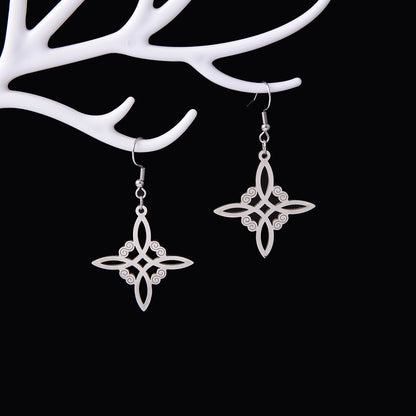 Celtic Four-Point Star Hook Earrings Gold/Silver/Black Electroplating