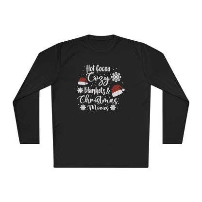 Hot Cocoa, Cozy Blankets & Christmas Movies Adult Long Sleeve Tee
