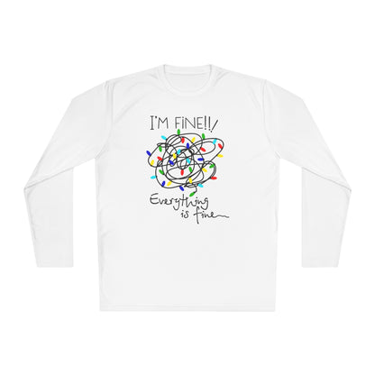 I'm Fine Everything Is Fine (Christmas Lights) Adult Long Sleeve Tee