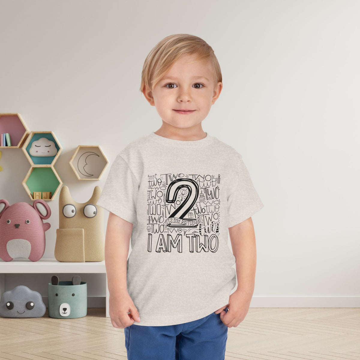 I Am Two Typography Toddler Tee