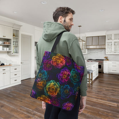 Neon Whisper Blooms Canvas Tote Bag