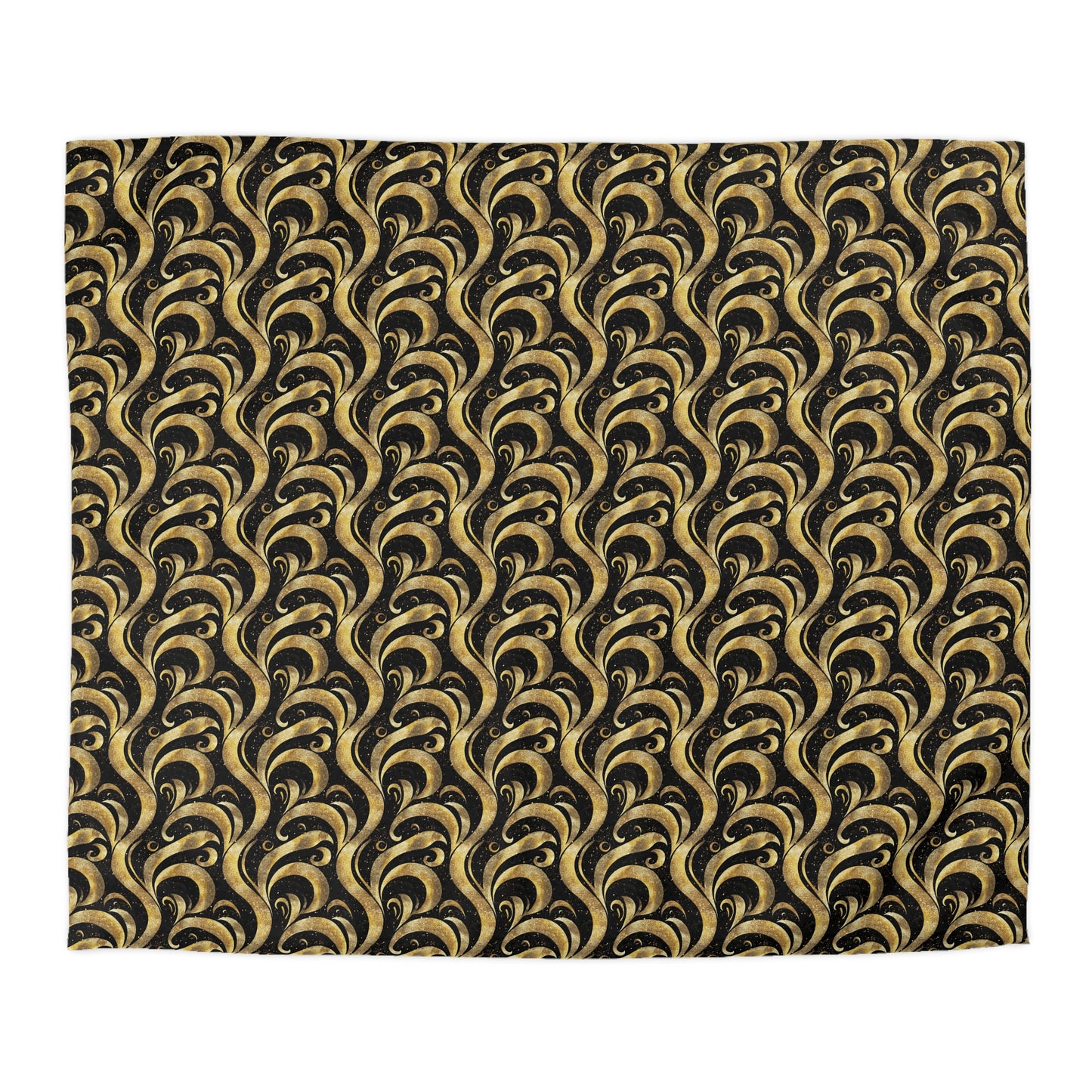 Black & Gold Luxe Swirl Microfiber Duvet Cover