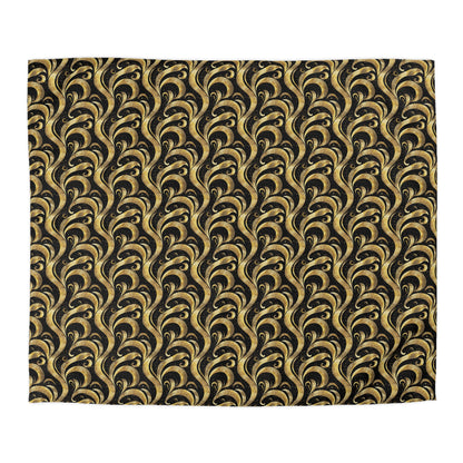 Black & Gold Luxe Swirl Microfiber Duvet Cover