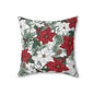 Winter Poinsettia Garden Throw Pillow