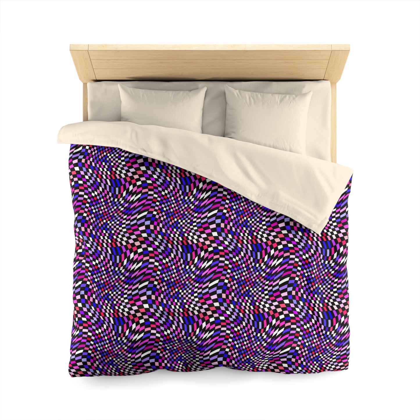 Warped Purple Checkered Microfiber Duvet Cover