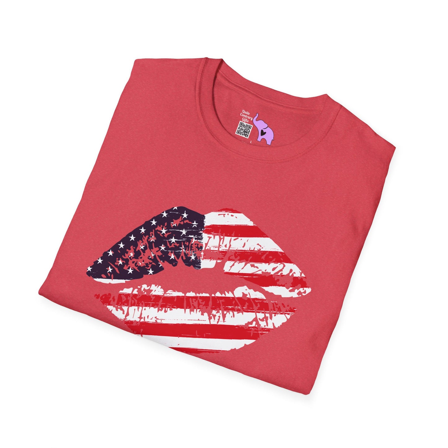 American Flag Lips Adult T-shirt