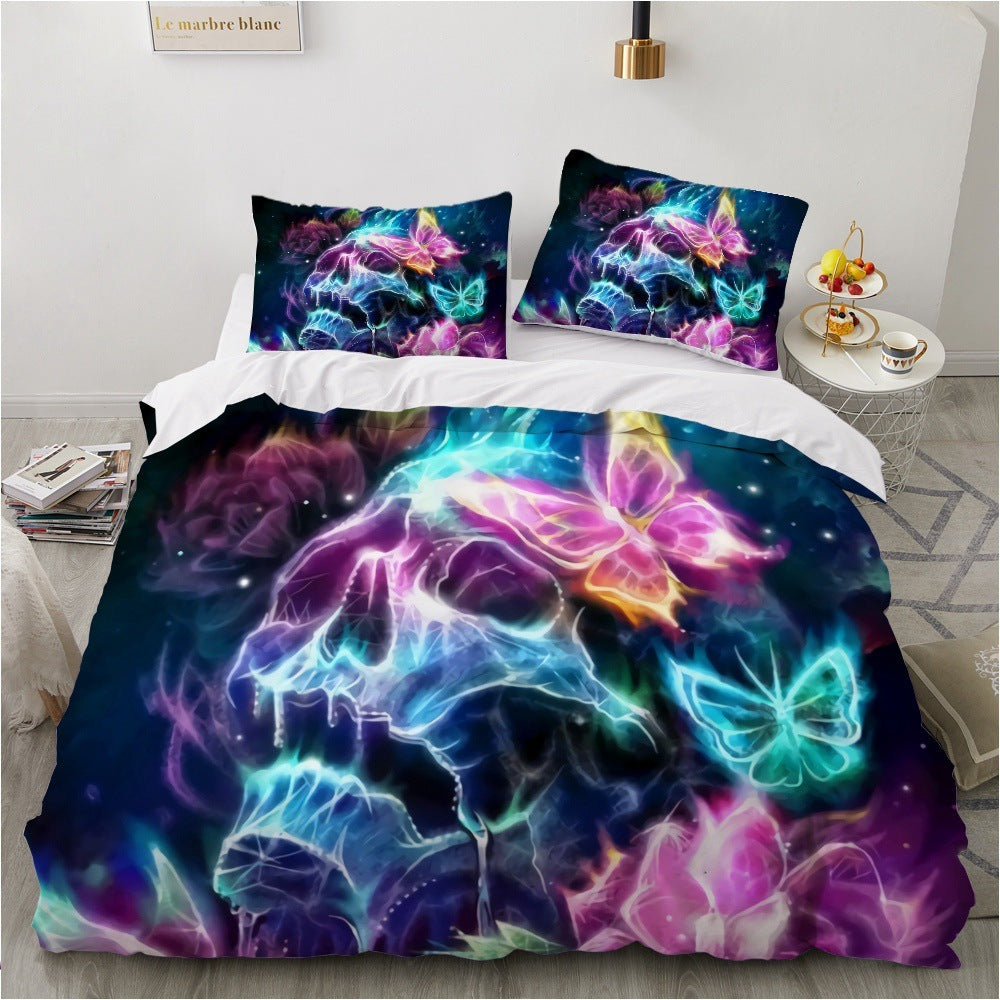 Bright & Colorful Skull Duvet w/Pillow Cases