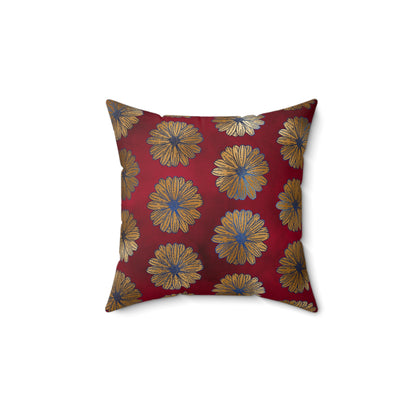 Majestic Crimson Daisies Throw Pillow