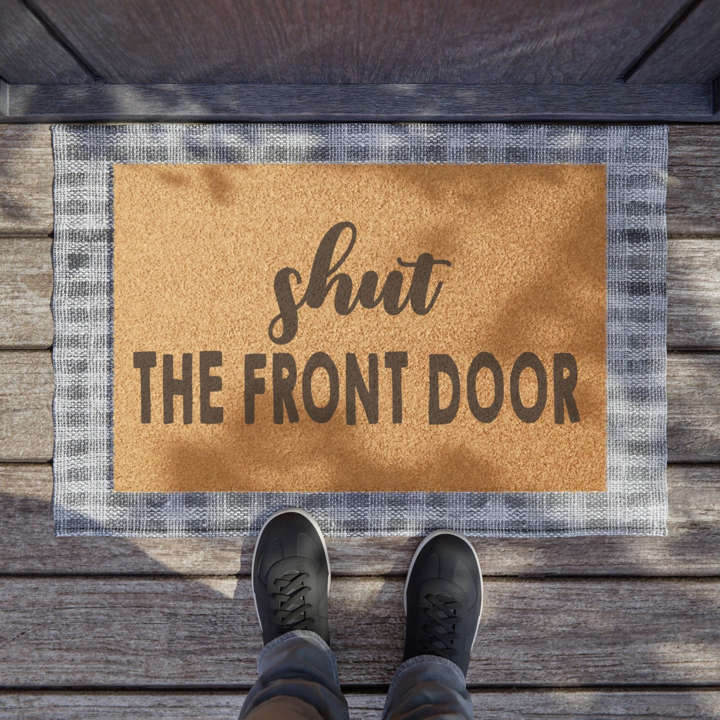 Shut The Front Door Coconut Fiber Doormat