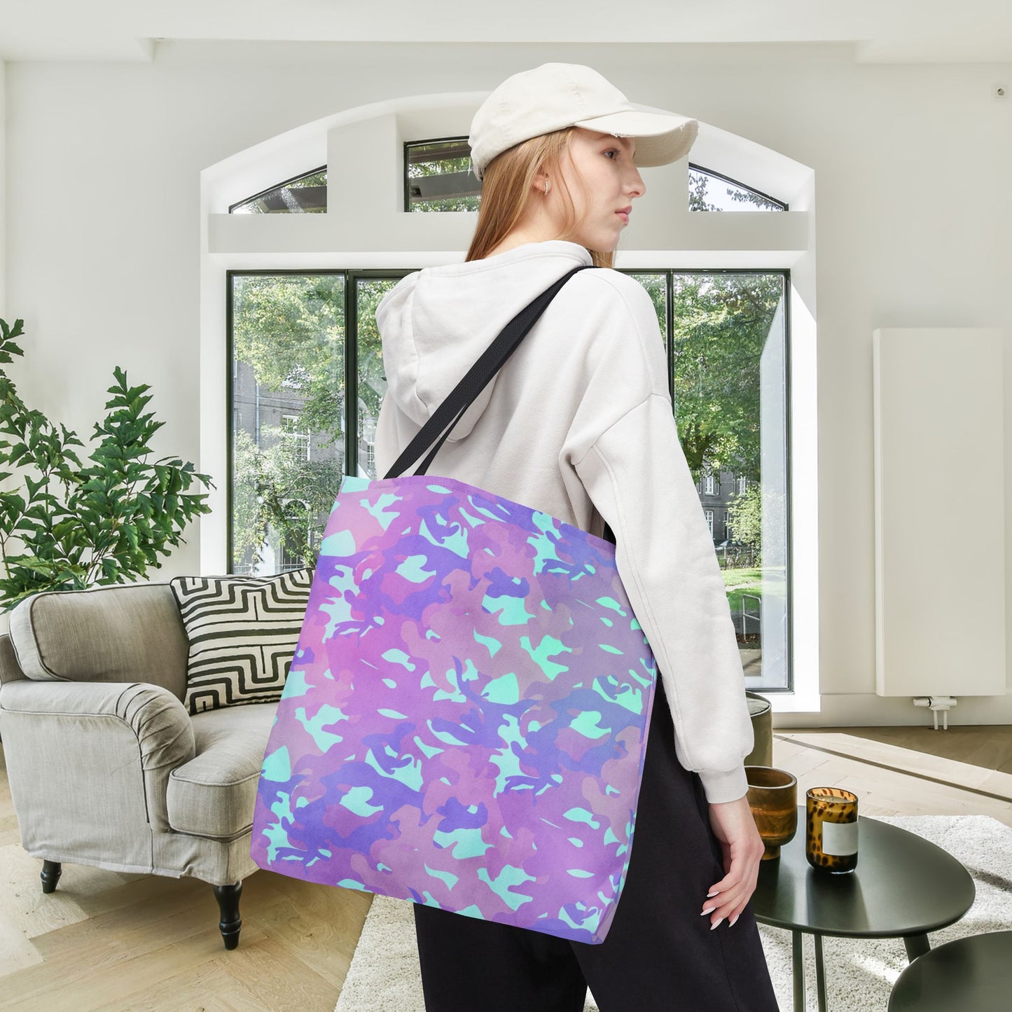 Lavender Mist Camo Canvas Tote Bag