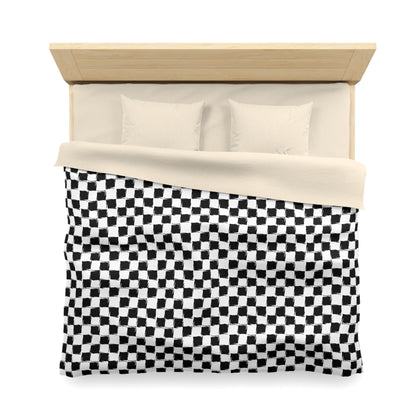 Distorted Check Microfiber Duvet Cover