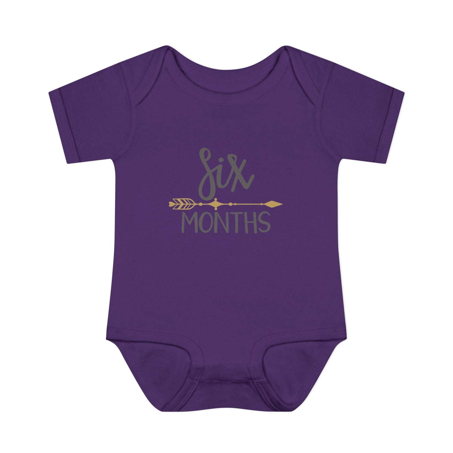 Golden Arrow Milestone Baby Bodysuit-Six Months