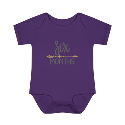 Golden Arrow Milestone Baby Bodysuit-Six Months