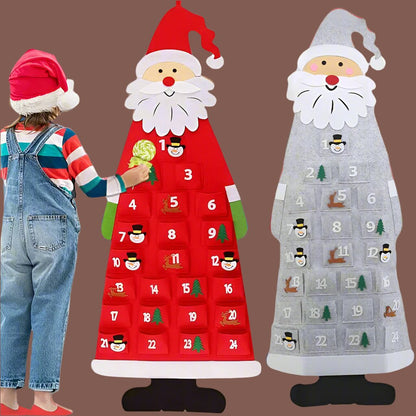 Fabric Santa Claus Pockets Hanging Advent Calendar