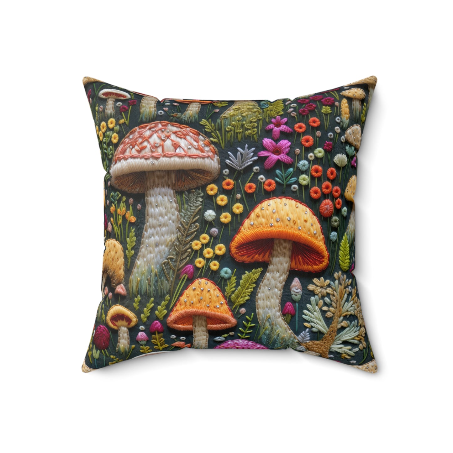 Whimsical Woodland Mushrooms Throw Pillow