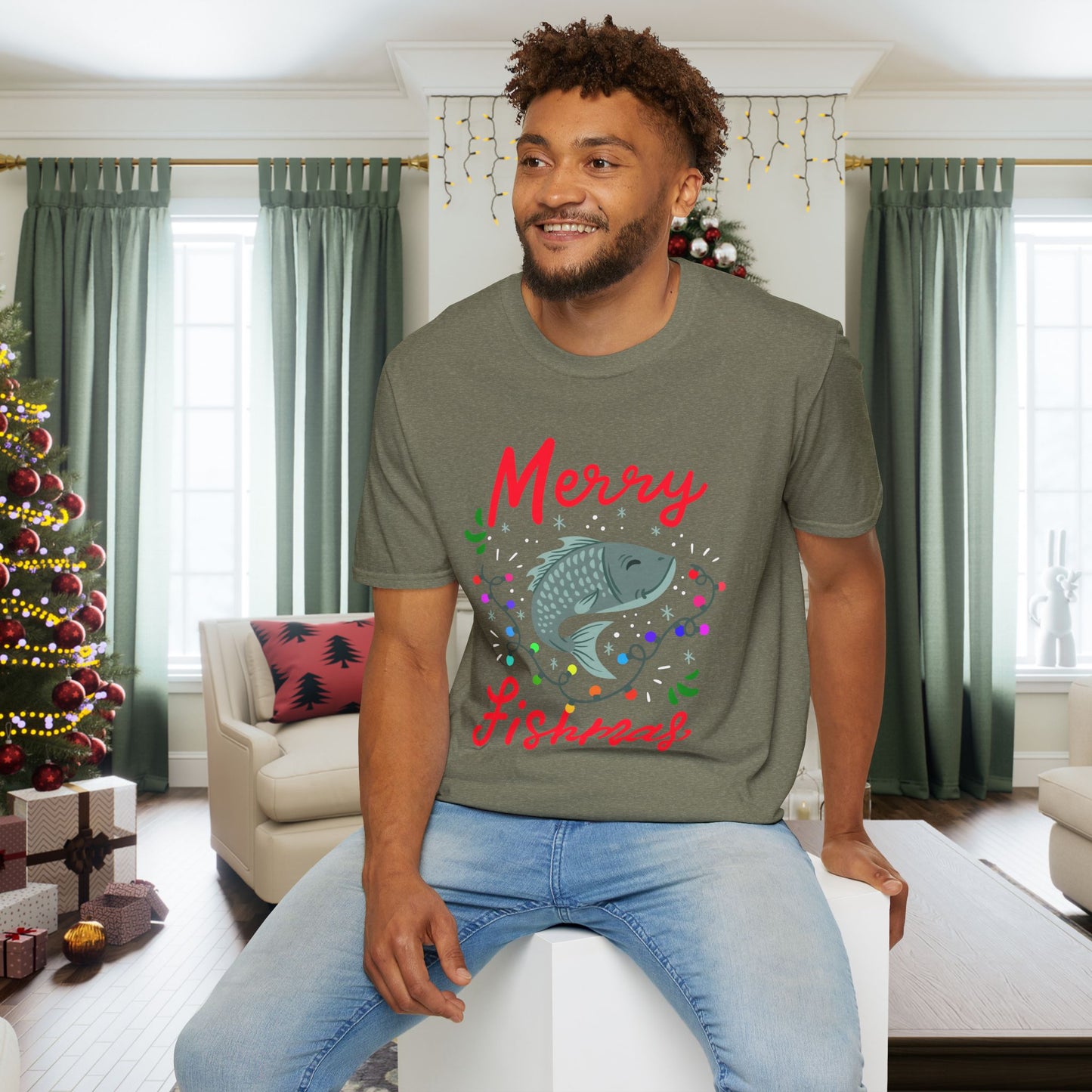 Merry Fishmas (Fish) Adult T-shirt