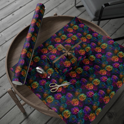 Neon Whisper Blooms Wrapping Paper