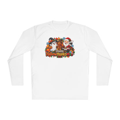 Happy Hallowthanksmas Shirt (Ghost/Turkey/Santa) Adult Long Sleeve Tee