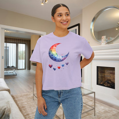 Colorful Heart Moon Women's Boxy Tee