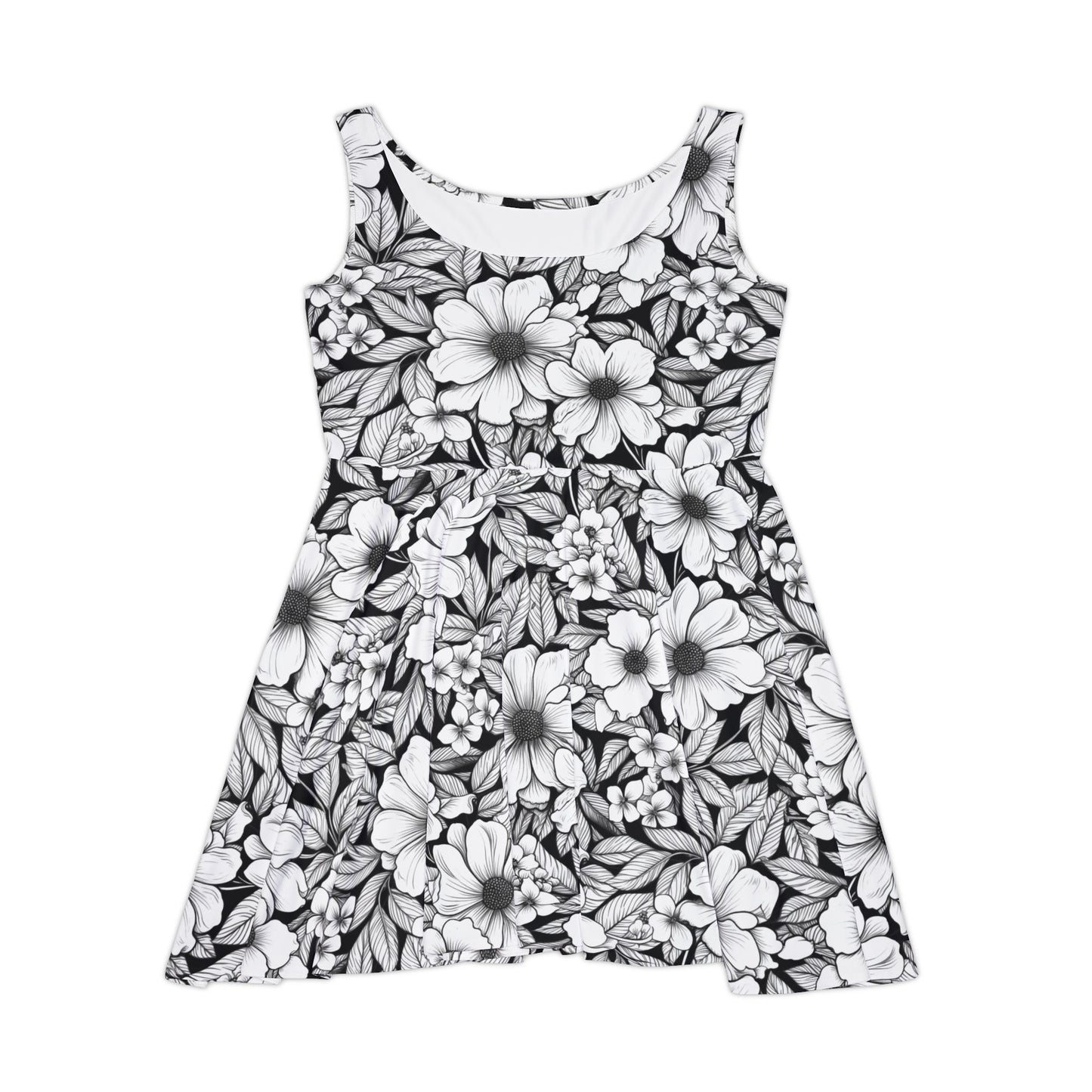 Black & White Forget-Me-Nots Women's Skater Dress