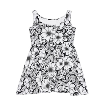 Black & White Forget-Me-Nots Women's Skater Dress