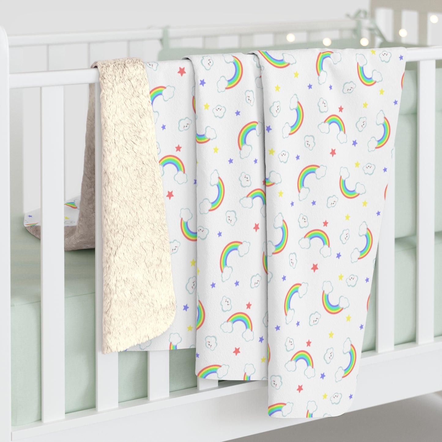 Rainbow Smiles & Stars Fleece Blanket