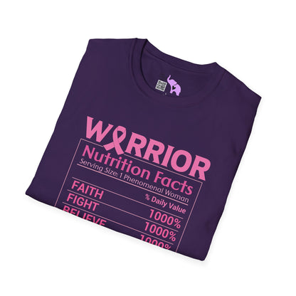 Breast Cancer Warrior Nutrition Facts Adult T-shirt