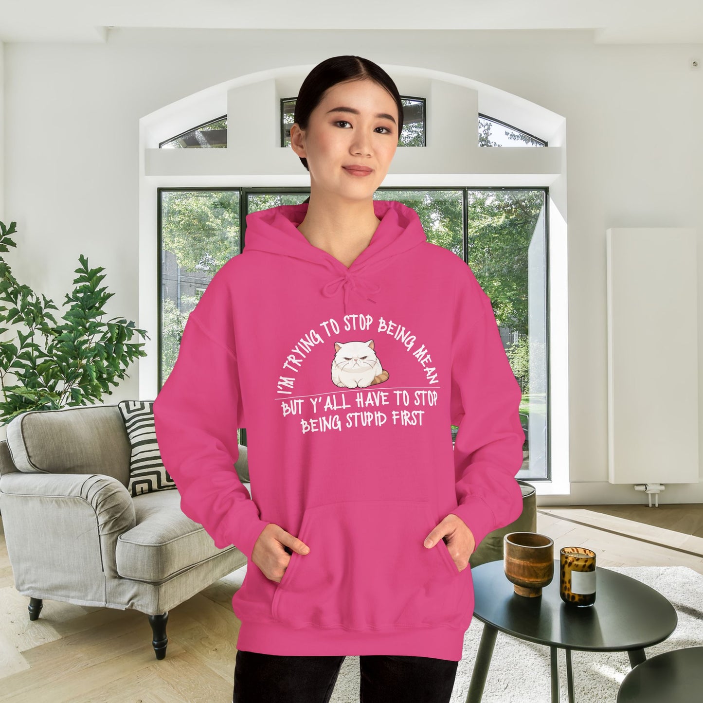 I'm Trying To Stop Being Mean... Heavy Blend™ Hooded Sweatshirt