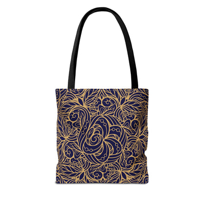 Golden Midnight Radiance Mandala Canvas Tote Bag