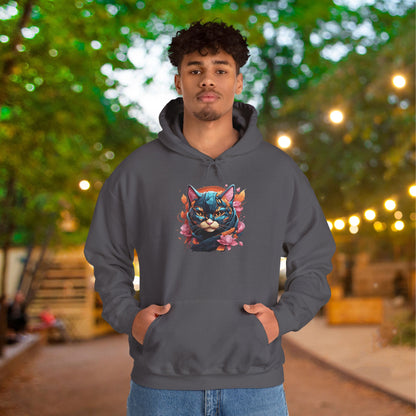Adorable Kitty w/Flowers Heavy Blend™ Hooded Sweatshirt