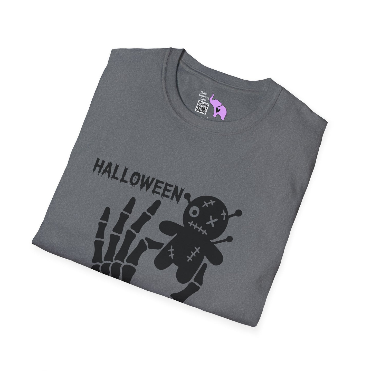 Halloween Vibes (Skeleton Hand & Voodoo Doll) Adult T-shirt