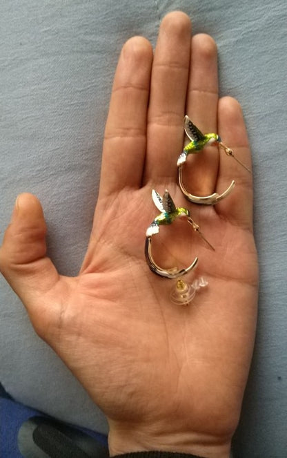 Feeding Hummingbird Wrap Earrings