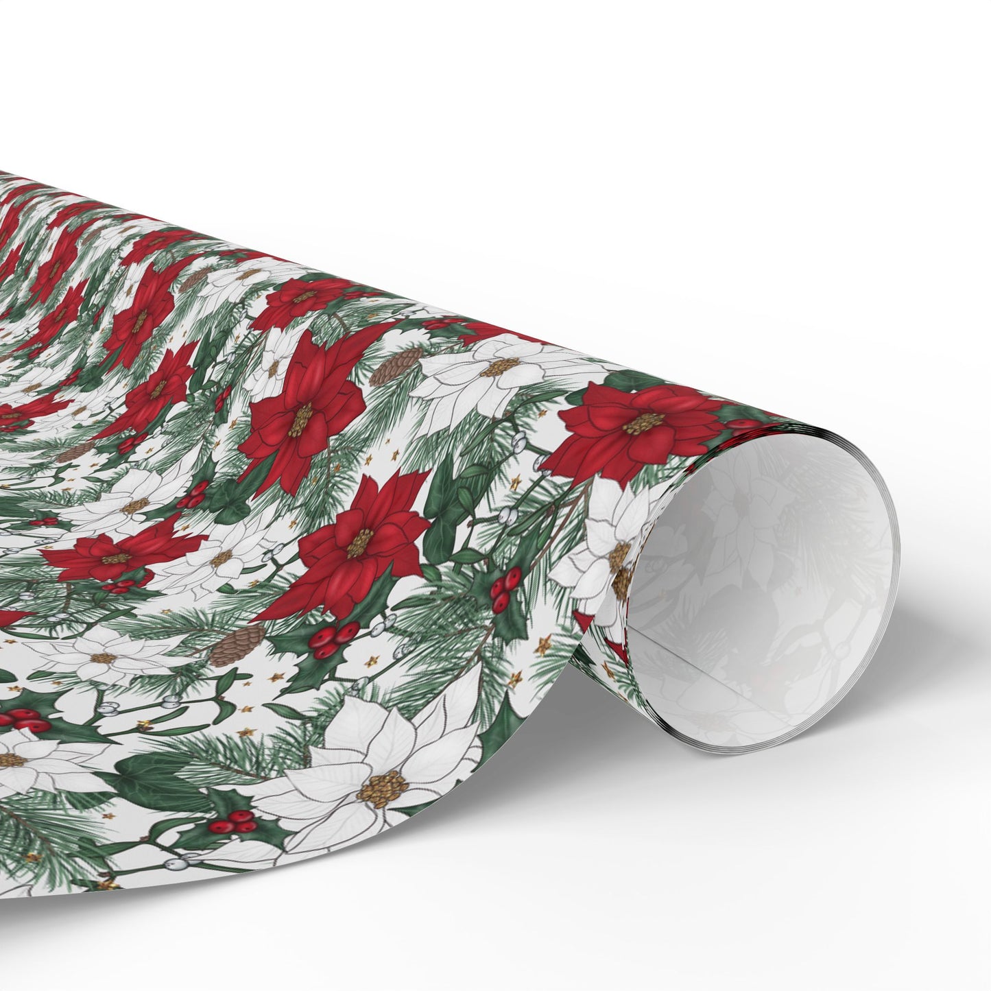 Winter Poinsettia Garden Wrapping Paper
