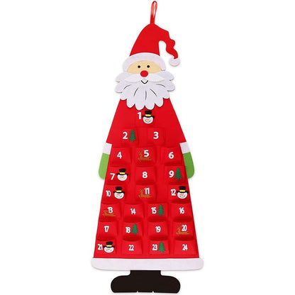 Fabric Santa Claus Pockets Hanging Advent Calendar