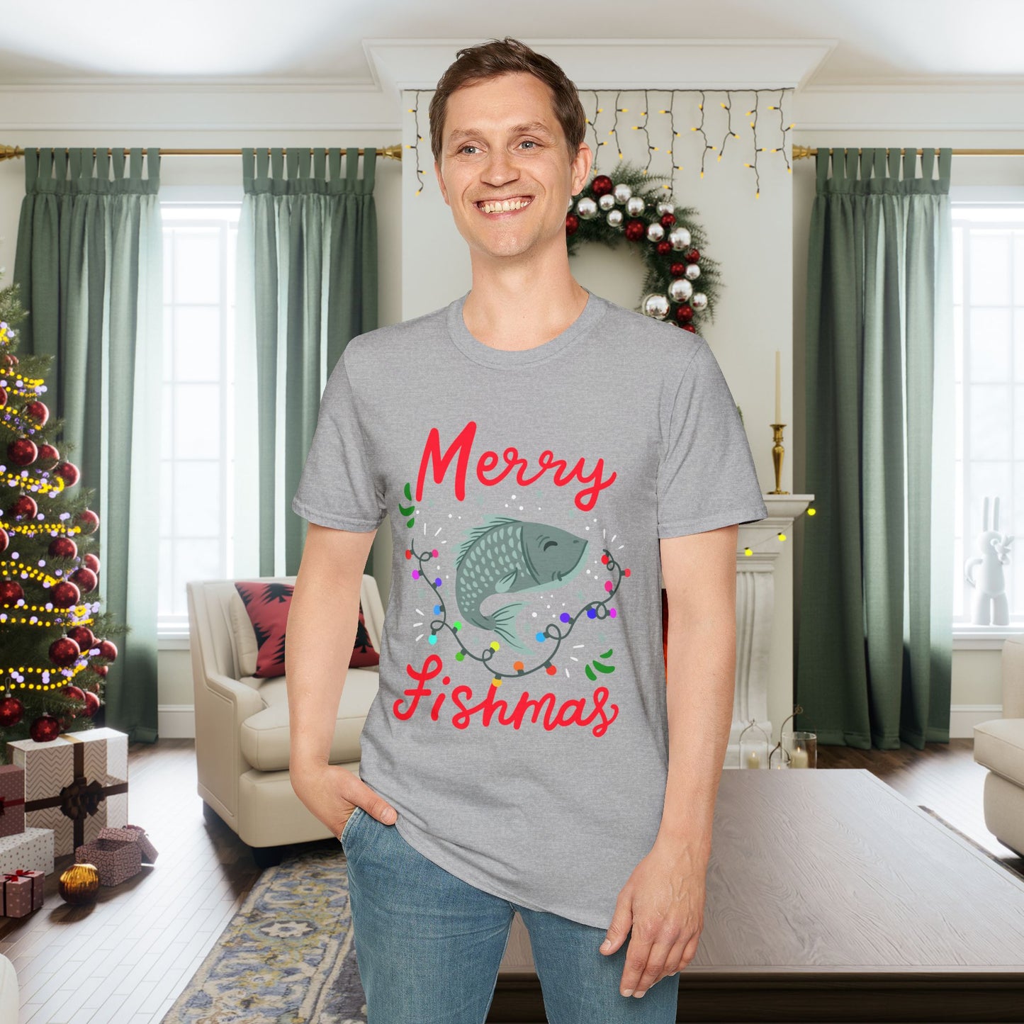 Merry Fishmas (Fish) Adult T-shirt