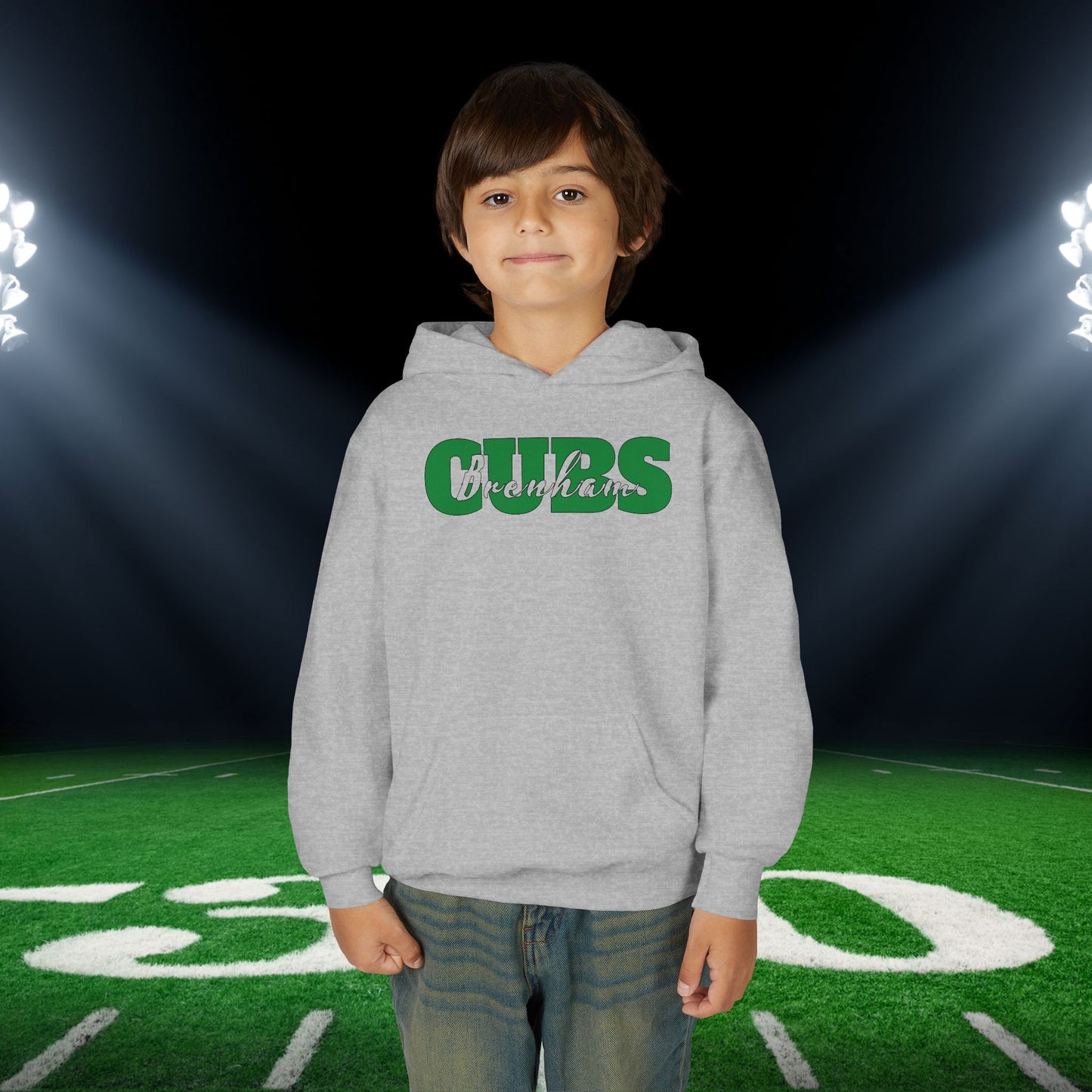 Brenham Cubs Double Text Youth Heavy Blend Hoodie