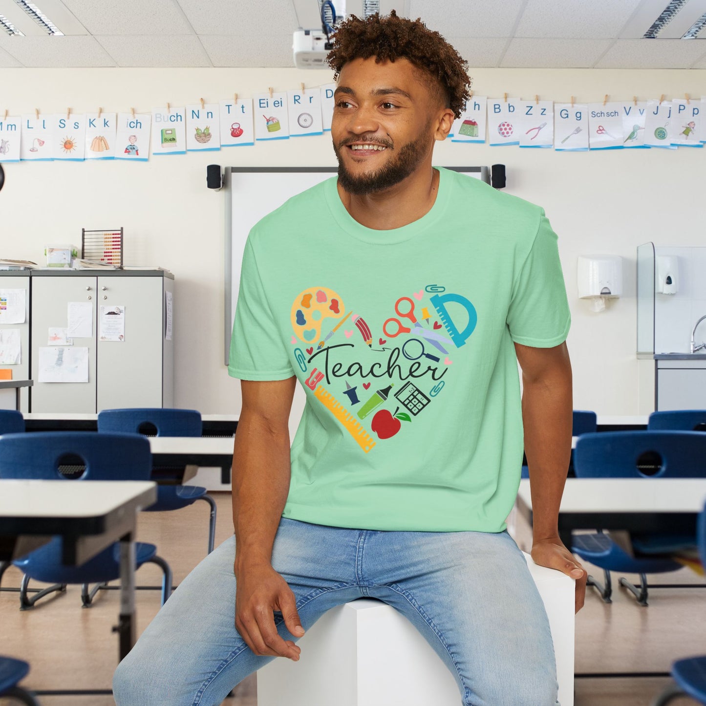 Teacher Supply Heart Adult T-shirt