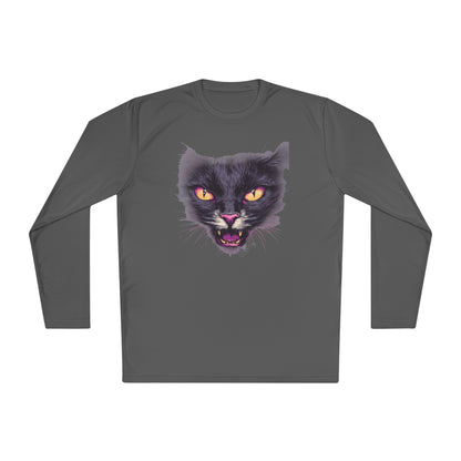 Black Cat Face Adult Long Sleeve Tee