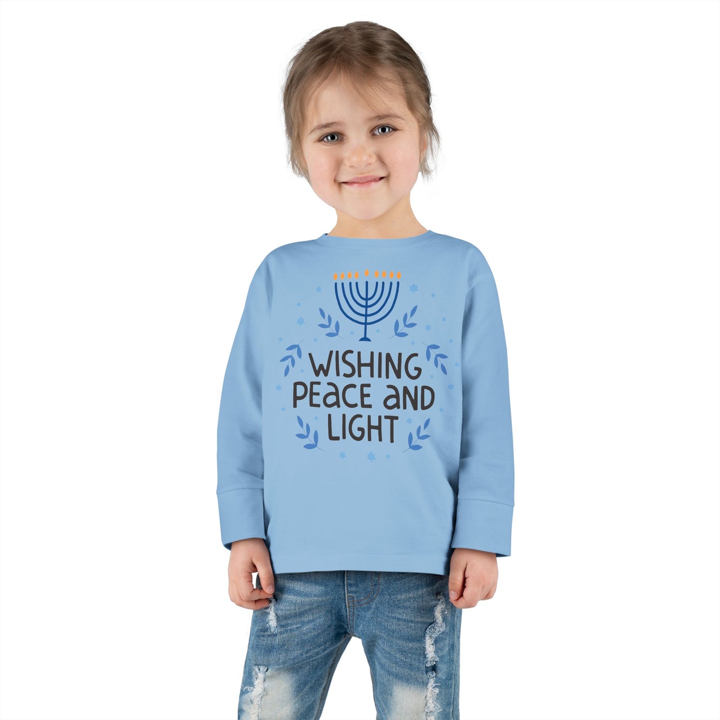 Hanukkah Wishing Peace & Light Toddler Long Sleeve Tee