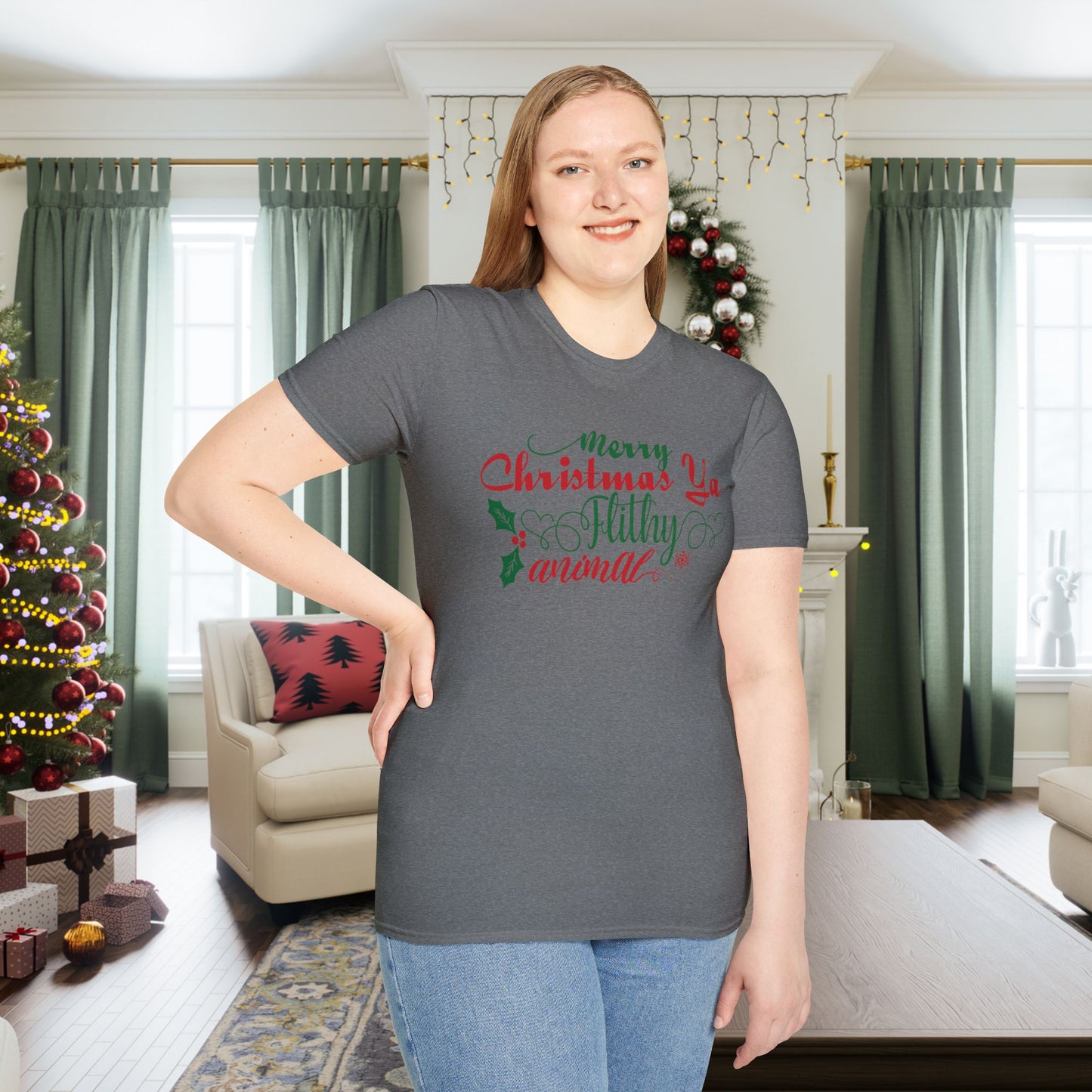 Merry Christmas Ya Filthy Animal Adult T-shirt