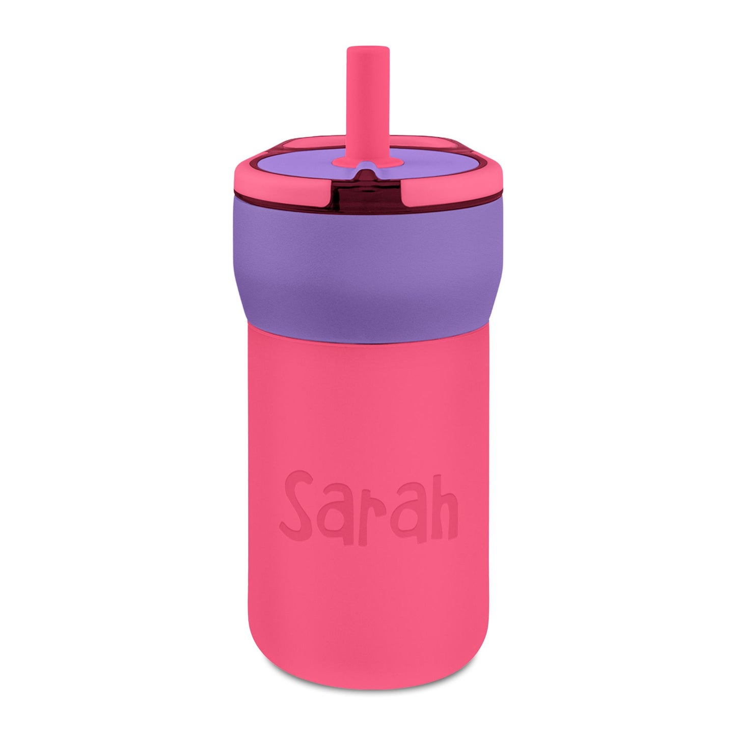 Personalized Kids 12oz Leakproof Straw Tumbler — Engraved Name Water Bottle