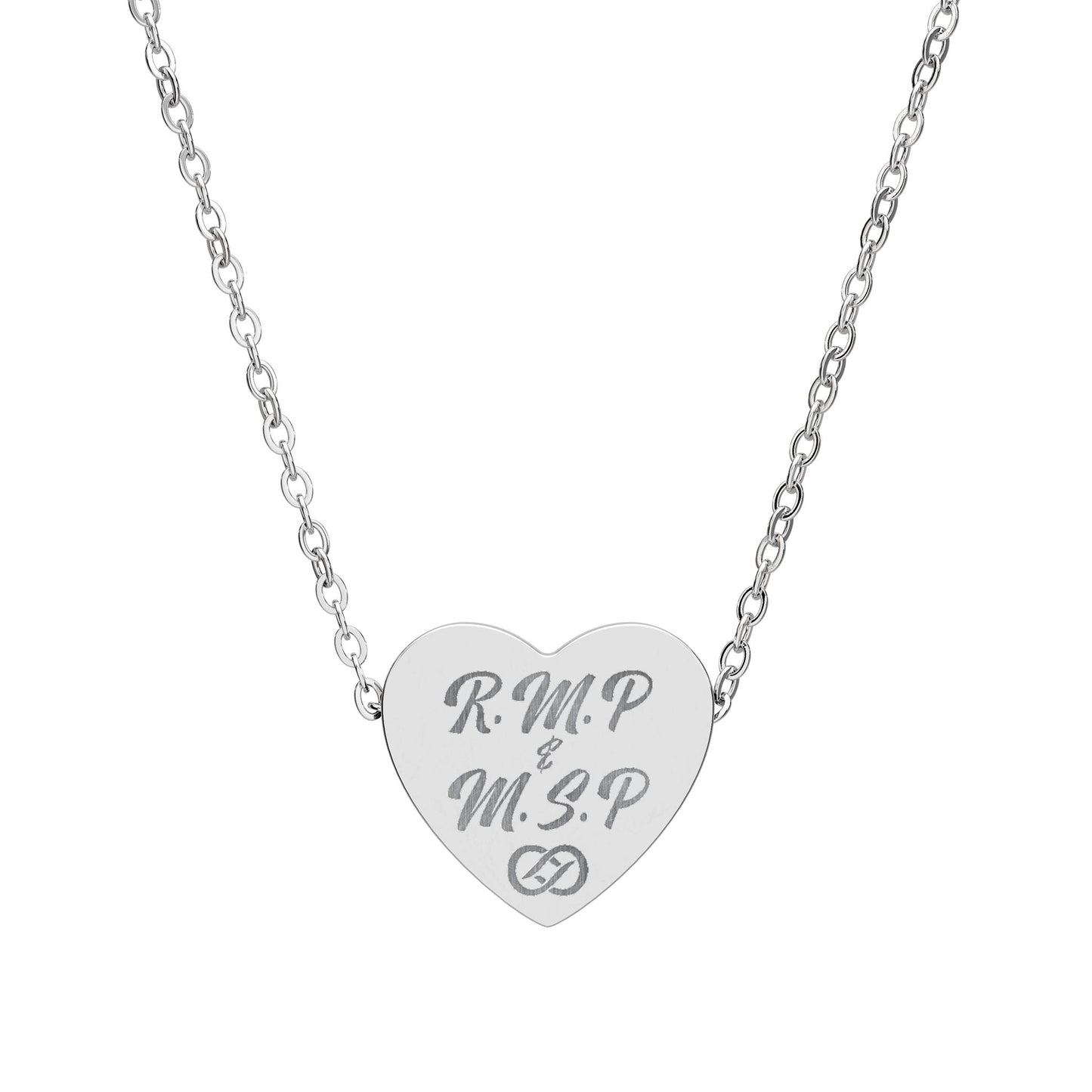 Initials (Eternity Symbol) Personalized Engraved Heart Necklace