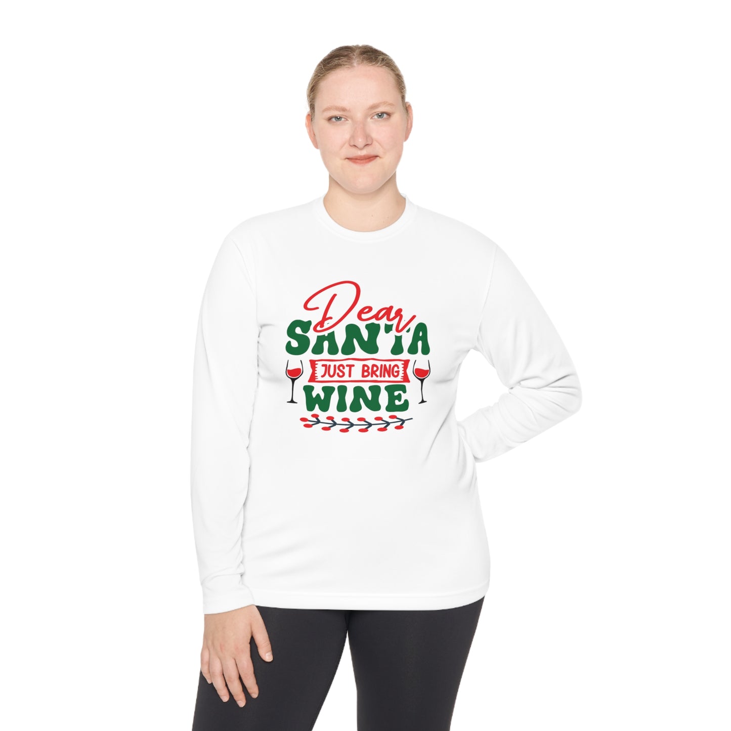 Dear Santa Just Bring Wine Adult Long Sleeve Tee